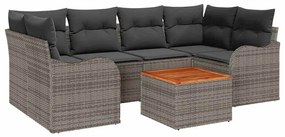 vidaXL Kerti Kanapé Szett párnával 7 pcs Szürke polirattan