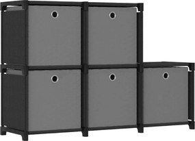 vidaXL 5 rekeszes fekete szövet bemutató polc dobozokkal 103x30x72,5cm