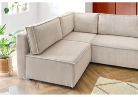 Krémszínű kordbársony sarokkanapé (bal oldali-"U" alakú) Nihad modular – Bobochic Paris