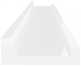 4 db magasfényű fehér fali polc 80 x 9 x 3 cm
