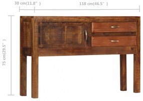 tömör mangófa tálalószekrény 118 x 30 x 75 cm