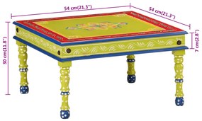 kézzel festett zöld tömör mangófa dohányzóasztal