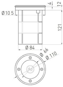Lámpa Kerti lámpatest ALFA-O, kör, GU10 (max. 50W), IP67,  AC220-240V, 50/60Hz, (13x11cm), inox