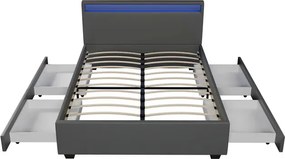 Juskys Kárpitozott ágy Lyon 140x200 cm - sötétszürke