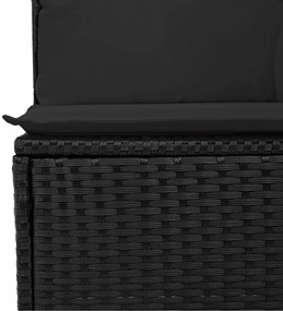 8 darabos Kert Szófa Szett Párnákkal Fekete Poli Rattan Akáciával, 3 darabos Kert Étkezős Szett Párnákkal Fekete Poli Rattan Akáciával