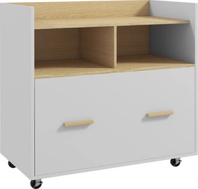 Vinsetto Irodai Fiókos Szekrény- Irattartó Mobil Íróasztali Fiók Kerekekkel A4-es Méretű Dokumentumokhoz és 2 Rekesz a Tanulószobába 76x40x75,5 cm Töl