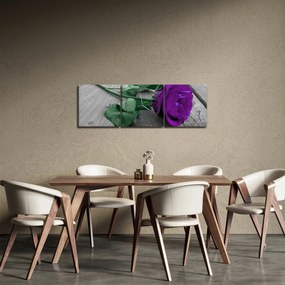 Kép - Lila rózsa zöld szárral (órával) (90x30 cm)
