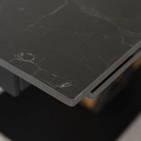 Fekete Márvány/Dió Színű Bővíthető Étkezőasztal. REX 160-220 cm