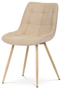 Elegáns Étkezőszék, krémszínű szövet, fém lábak, 3D tölgyfa dekoráció