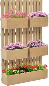 Outsunny Fali Virágágyás 5 Kivehető Masszív Fa Futónövény Tárolóval, Nem Szőtt Anyag, 60 x 16 x 100 cm | Aosom