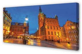 Canvas képek Gdansk Óváros éjszaka templom 100x50 cm