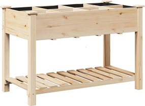 vidaXL Kerti cserép polcokkal Bézs 115 x 59 x 76,5 cm Szilárd fenyőfa