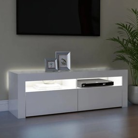 magasfényű fehér TV-szekrény LED lámpákkal 120 x 35 x 40 cm