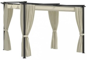 vidaXL krémszínű acél pavilon függönyökkel 3 x 3 m