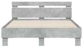 betonszürke ágykeret fejtámlával és LED-del 120x190 cm