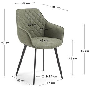 Khaki bőr utánzat étkezőszék szett 2 db-os Amira – Kave Home