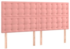 rózsaszín bársony LED-es fejtámla 200x5x118/128 cm