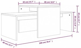 szürke sonoma színű szerelt fa dohányzóasztalszett 100x48x40 cm