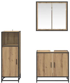 Fürdőszoba bútor szett 3 pcs kézműves tölgy 60 x 33 x 60 cm