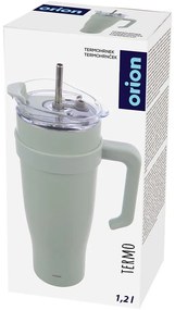 Zsályaszínű termobögre szívószállal 1,2 l Termo – Orion