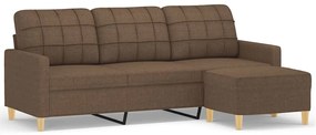 vidaXL 3 személyes barna szövet kanapé lábtartóval 180 cm