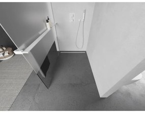 Mexen Kioto+, Walk-In zuhanyparaván polccal és akasztóval 80 x 200 cm, 8 mm átlátszó matt üveg, fehér profil, 800-080-121-20-35