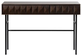 Sötétbarna konzolasztal tölgyfa dekoros asztallappal 39x117 cm Latina – Unique Furniture