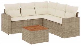6 részes bézs polyrattan kerti ülőgarnitúra párnával