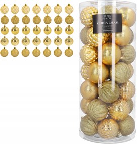 Karácsonyfa Bombák nagy szett 35 db 6 cm arany matt fényes csillámos mix