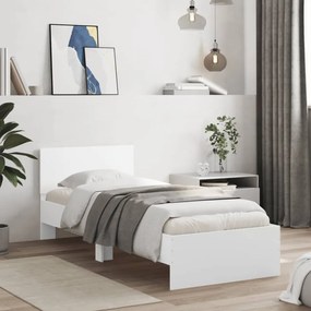 fehér szerelt fa ágykeret fejtámlával 90 x 200 cm