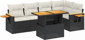 vidaXL 6 részes fekete polyrattan kerti ülőgarnitúra párnákkal