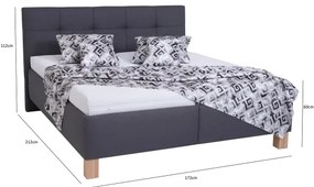 MARIA kárpitozott ágy tárolóhellyel, matrac nélkül, 160x200 cm, szürke
