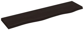sötétbarna kezelt tömör tölgyfa fali polc 80x20x2 cm