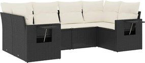 vidaXL 6 részes fekete polyrattan kerti ülőgarnitúra párnákkal
