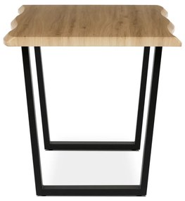 Étkezőasztal, 140x80x75 cm, MDF lap, vadtölgy dekor, U alakú fém lábak