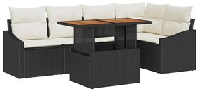 vidaXL Kert étkező szett párnával 6 pcs Fekete és Krém