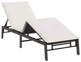Fekete polyrattan napozóágy párnával