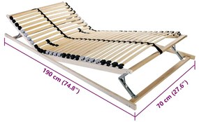 vidaXL Lécalap fejtámlával Barna 70 x 190 cm Tömör bükkfa