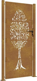 vidaXL Corten acél kerti kapu 100x175 cm, fa mintázatú