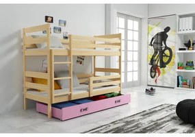 Gyerek emeletes ágy ERYK 160x80 cm Rózsaszín Fenyő