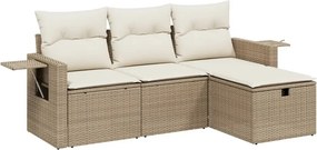 vidaXL 4 részes bézs polyrattan kerti ülőgarnitúra párnákkal