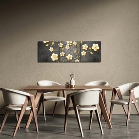 Kép - Aranybokor fekete háttéren (órával) (90x30 cm)