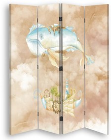 Gario Paraván Repülo bálna és hajó reggel Méret: 145 x 170 cm, Kivitelezés: Forgó paraván 360°