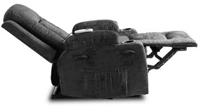 Elektromosan Vezérelhető Masszázsfunkciós Relaxfotel Vintage Fekete Szövet Kárpittal. BOX