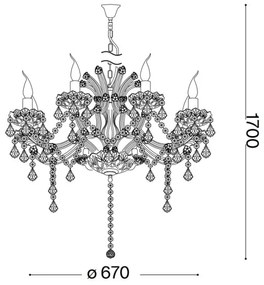 Ideal Lux - Kristály csillár láncon NAPOLEON 8xE14/40W/230V átm. 67 cm arany