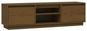 mézbarna tömör fenyőfa TV-szekrény 140 x 35 x 40 cm