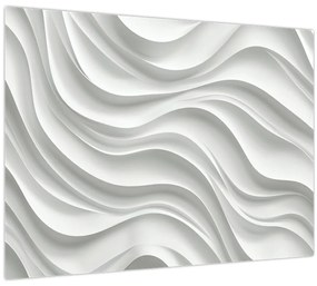 Üveg kép - 3D fehér hullámok (70x50 cm)