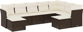 vidaXL 9 részes barna polyrattan kerti ülőgarnitúra párnákkal
