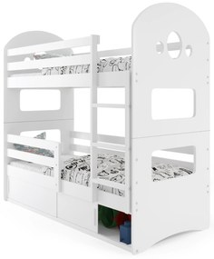 Emeletes ágy 80 x 160 cm Domur (fehér + fehér) (ágyrácsokkal és tárolóhellyel). Akció -29%. 1056510