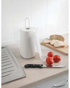 Háztartási konyhai törülközőtartó, Metaltex, 32 cm, fém / műanyag huzat LDPE, fehér